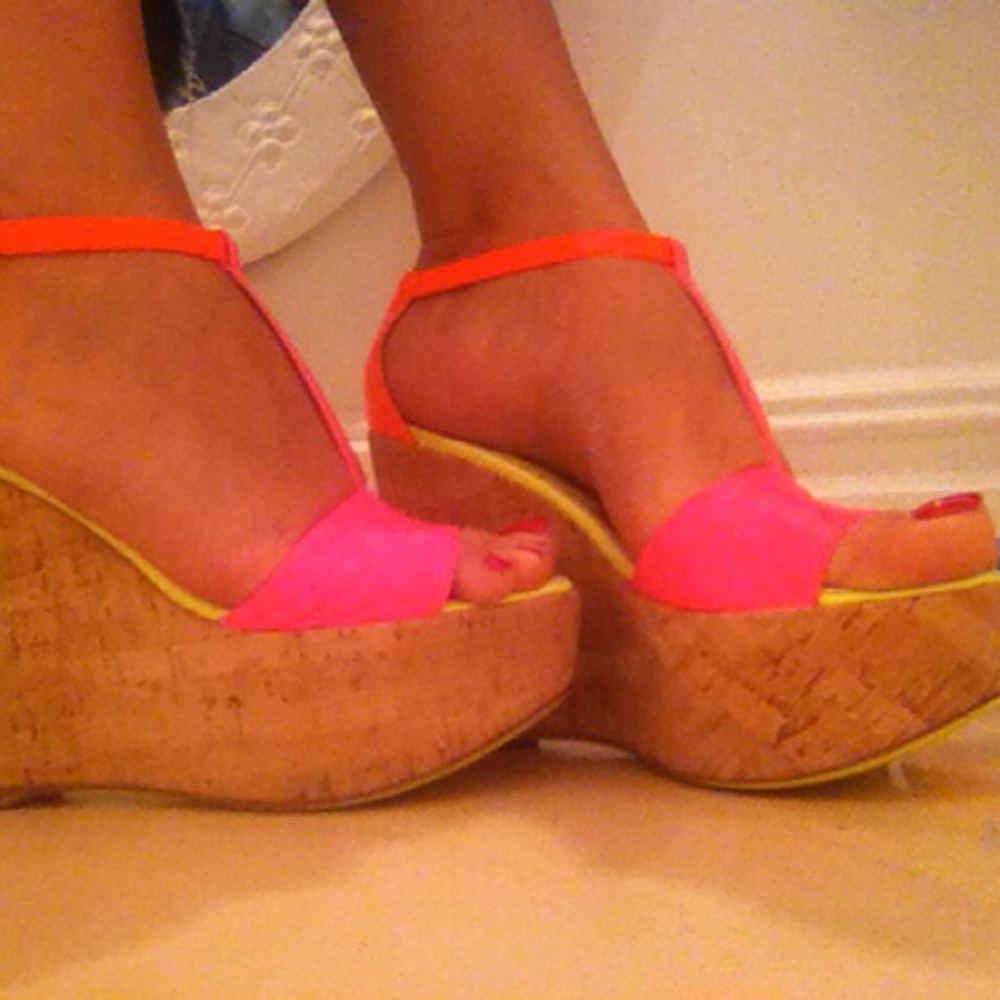 Electric platform sandals by Nanette Lepore